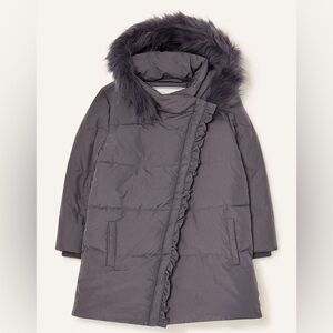 Monsoon Asymmetric ruffle coat gray